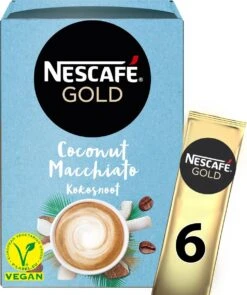 Nescafé Gold Coconut Macchiato Oploskoffie - 6 Doosjes à 6 Zakjes -Koffie Apparatuur 1005x1200