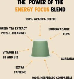 Cupplement Energy/Focus Blend Dark Roast Espresso - 10 Nespresso Koffiecups - Koffie Met Vitamines, Extra Cafeïne En Superfoods - Duurzame Biologische Afbreekbare Koffie Capsules -Koffie Apparatuur 1125x1200 1
