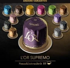 L'OR Espresso Supremo Koffiecups - Intensiteit 10/12 - 10 X 10 Capsules 22 L'OR Espresso Supremo Koffiecups - Intensiteit 10/12 - 10 X 10 Capsules -Koffie Apparatuur 1200x1173