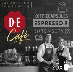 Douwe Egberts D.E Café Espresso Koffiecups - Intensiteit 9/12 - 10 X 20 Capsules -Koffie Apparatuur 1200x1190