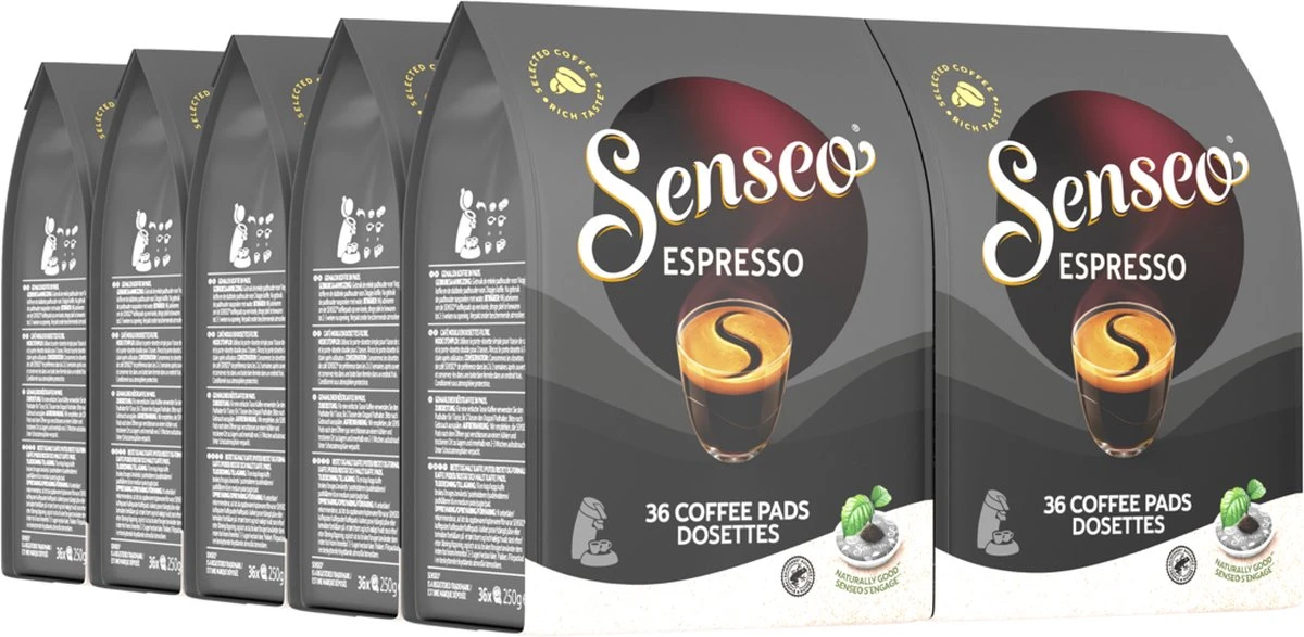 Senseo Espresso Koffiepads - 9/9 Intensiteit - 10 X 36 Pads 3 Senseo Espresso Koffiepads - 9/9 Intensiteit - 10 X 36 Pads
