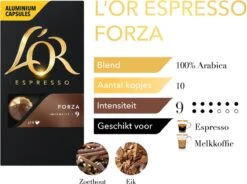 L'OR Espresso Forza Koffiecups - Intensiteit 9/12 - 10 X 10 Capsules -Koffie Apparatuur 1200x894