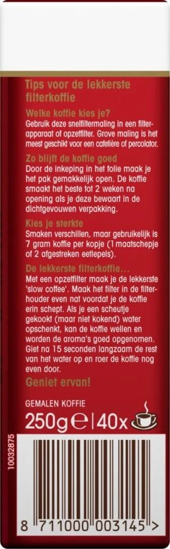 Douwe Egberts Aroma Rood Filterkoffie - 24 X 250 Gram -Koffie Apparatuur 373x1200
