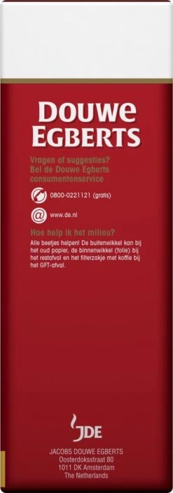 Douwe Egberts Aroma Rood Grove Maling Filterkoffie - 6 X 500 Gram -Koffie Apparatuur 421x1200 2