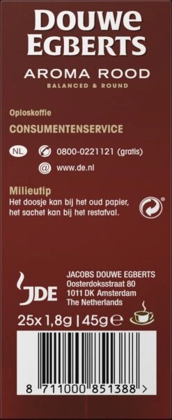 Douwe Egberts Aroma Rood Sticks Oploskoffie - 6 X 25 Zakjes -Koffie Apparatuur 492x1200