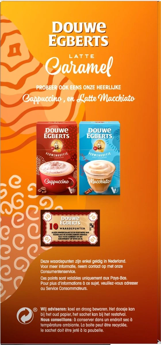 Douwe Egberts Verwenkoffie Latte Caramel Oploskoffie - 5 X 8 Zakjes 8 Douwe Egberts Verwenkoffie Latte Caramel Oploskoffie - 5 X 8 Zakjes - Afbeelding 6