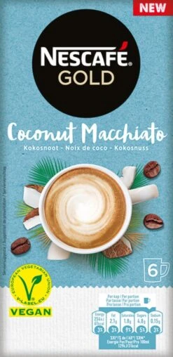Nescafé Gold Coconut Macchiato Oploskoffie - 6 Doosjes à 6 Zakjes -Koffie Apparatuur 583x1200 1