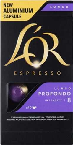 L'OR Lungo Profondo Koffiecups - Intensiteit 8/12 - 10 X 10 Capsules -Koffie Apparatuur 608x1200