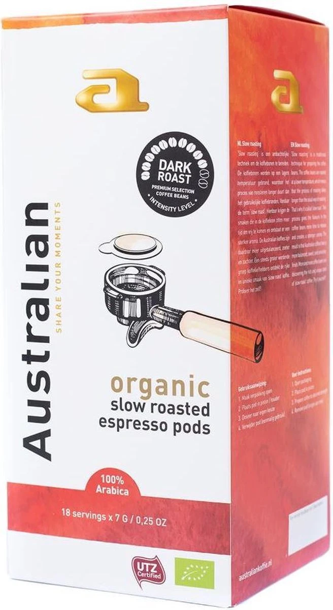 Australian Espresso Pods Dark Roast -4 X 18 Stuks- UTZ Organic 3 Australian Espresso Pods Dark Roast -4 X 18 Stuks- UTZ Organic
