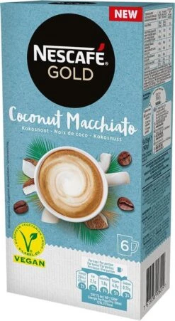 Nescafé Gold Coconut Macchiato Oploskoffie - 6 Doosjes à 6 Zakjes -Koffie Apparatuur 657x1200