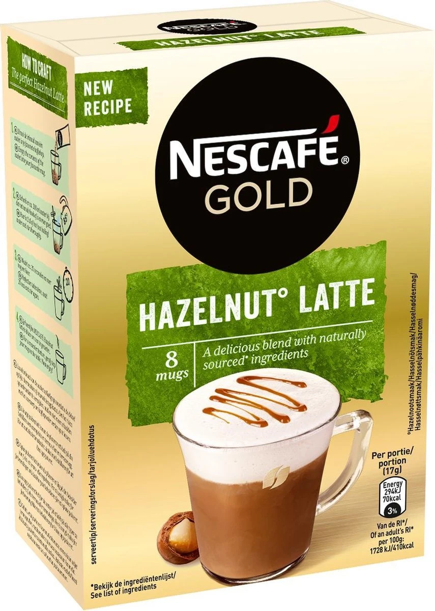 Nescafé Gold Hazelnoot Latte Oploskoffie - 6 Doosjes à 8 Zakjes 7 Nescafé Gold Hazelnoot Latte Oploskoffie - 6 Doosjes à 8 Zakjes - Afbeelding 5