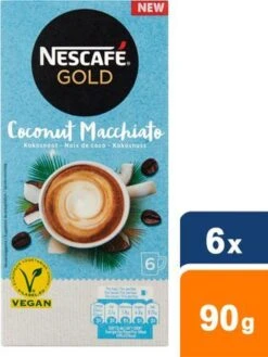 Nescafé Gold Coconut Macchiato Oploskoffie - 6 Doosjes à 6 Zakjes -Koffie Apparatuur 901x1200