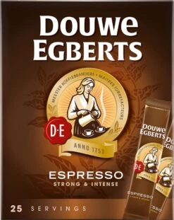Douwe Egberts Espresso Sticks Oploskoffie - 6 X 25 Zakjes -Koffie Apparatuur 954x1200