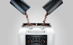 JURA J8 Twin Diamond White (EA) Met €78 Gratis Koffie En Glazen Melkhouder En 2+1 Jaar Extra Garantie -Koffie Apparatuur Jura J8 Twin Diamond White bonenreservoirs